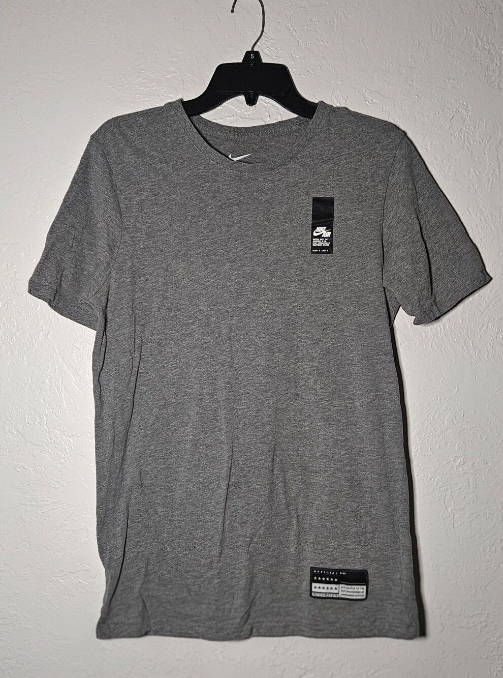 Nike Air Brand Mark 1 Carbon Heather Grey/Black Short Sleeve Athletic Shirt SZ S